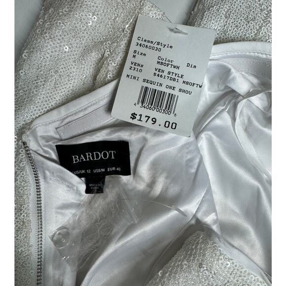 NWT Bardot x David's Bridal One Shoulder Sequin Mini Dress - Size M / 8 - Picture 12 of 13